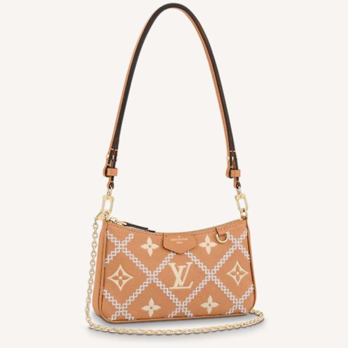 Louis Vuitton LV Women Easy Pouch On Strap Beige Monogram Supple Grained Cowhide