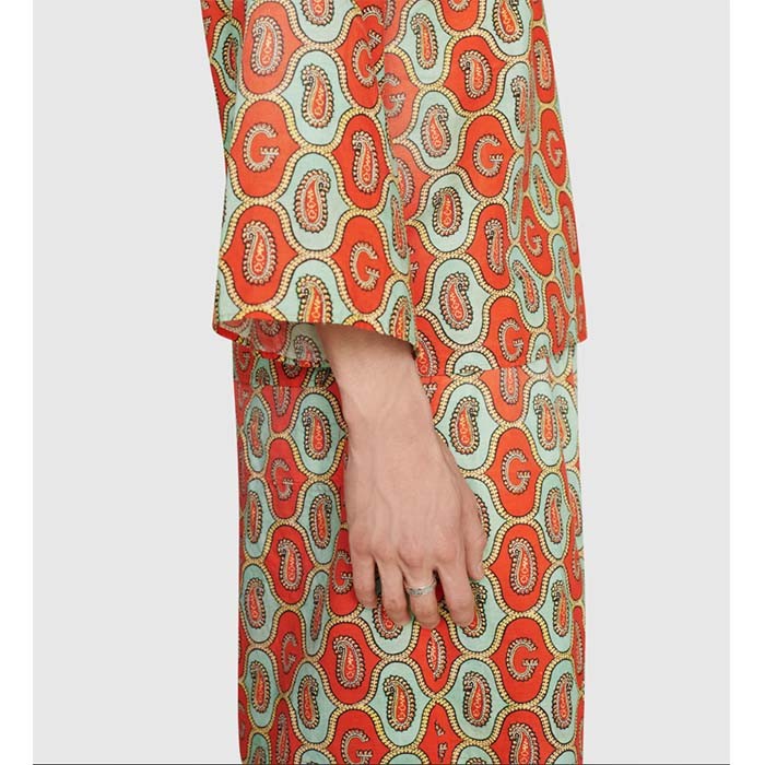 Gucci Unisex GG Ring Interlocking G 925 Sterling Silver Brown Turquoise Enamel Engraved Trim