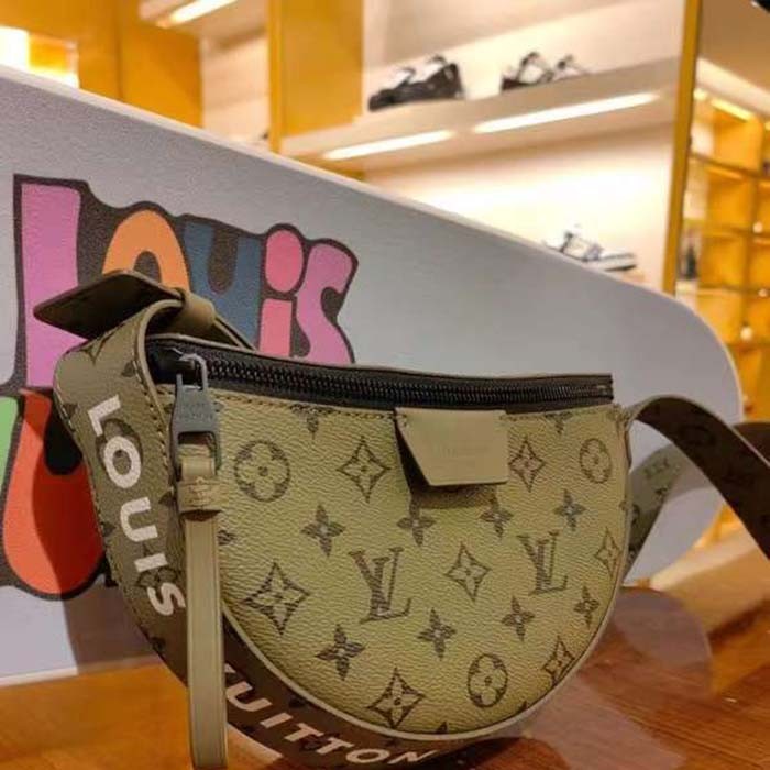 Louis Vuitton Unisex LV Moon Crossbody Khaki Green Vermillion Red Monogram Canvas M23838