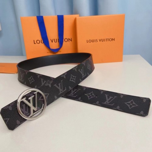 Louis Vuitton Unisex LV Circle 40 MM Reversible Belt Monogram Eclipse Canvas Calf Leather