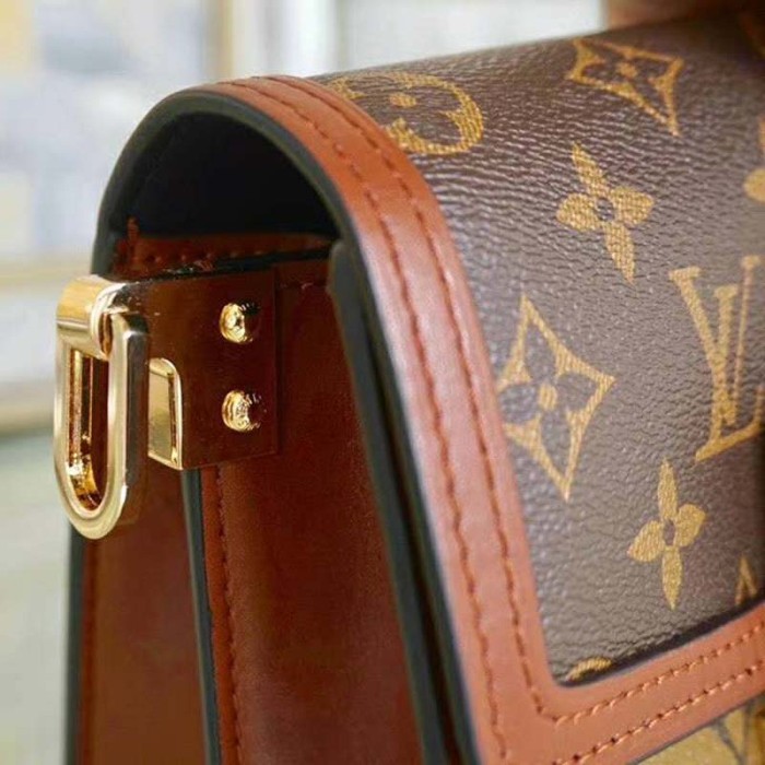 Louis Vuitton LV Women Mini Dauphine Handbag in Monogram Canvas-Brown