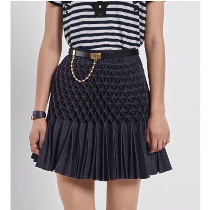 Dior Women CD Dior Caro Belt Black Smooth Calfskin White Glass Pearls 20 MM Width