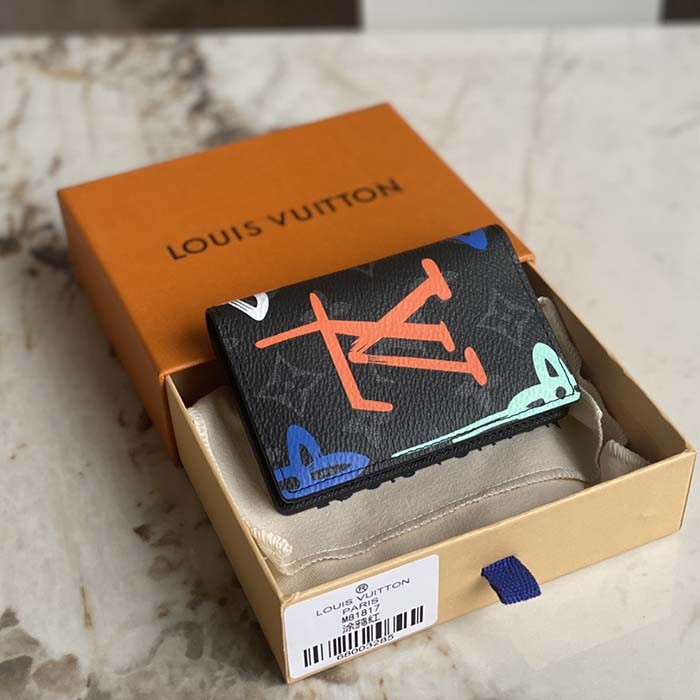 Louis Vuitton Unisex Pocket Organizer LV Graffiti Orange Coated Canvas Cowhide Leather