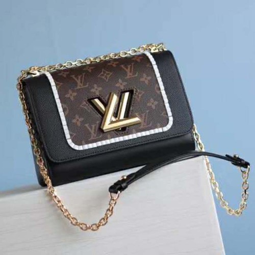 Louis Vuitton LV Women Twist MM Handbag Monogram Coated Canvas