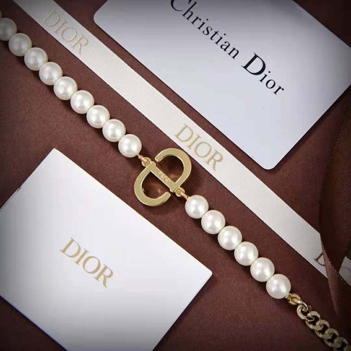 Dior Women 30 Montaigne Long Necklace Gold-Finish Metal and Silver-Tone Crystals