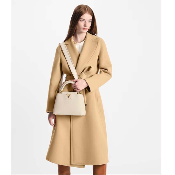 Louis Vuitton LV Women Capucines BB Handbag Cream Beige Pearly Pink Taurillon Cowhide Leather