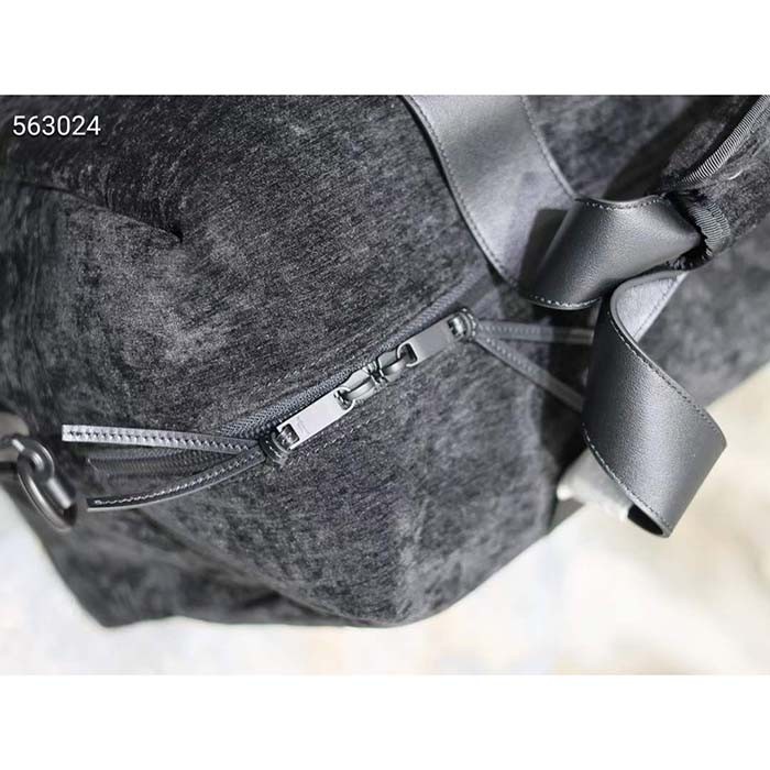 Saint Laurent YSL Women Jaquard Duffle Bag Black Cotton Calfskin Leather