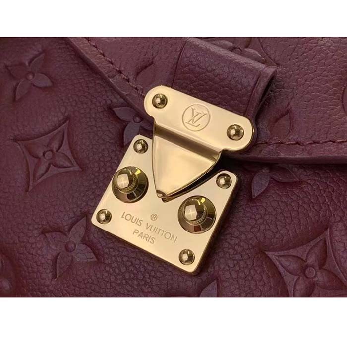 Louis Vuitton LV Women Pochette Métis Wine Red Monogram Empreinte Embossed Grained Cowhide Leather