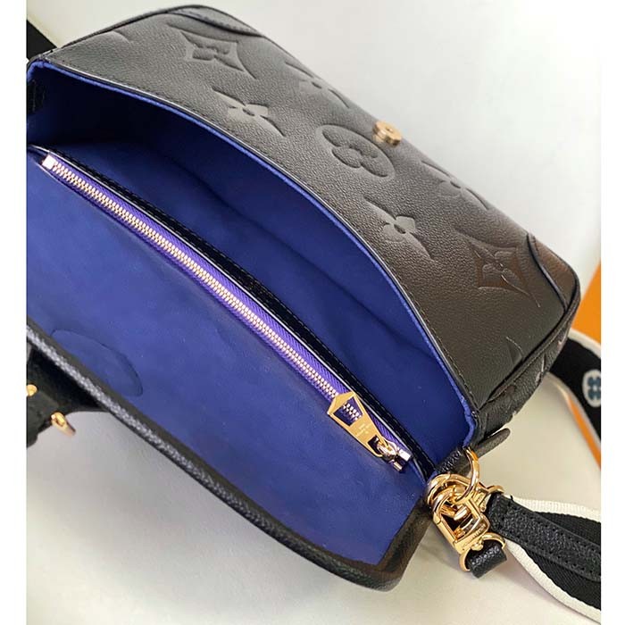 Louis Vuitton LV Women Diane Black Embossed Supple Grained Cowhide Leather