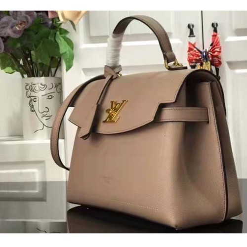 Louis Vuitton LV Women Lockme Ever MM Handbag Beige Soft Grained Calfskin