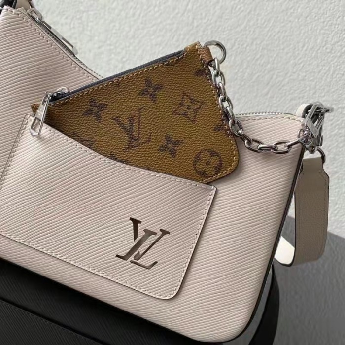 Louis Vuitton LV Women Marelle Handbag Quartz White Epi Grained Cowhide Canvas