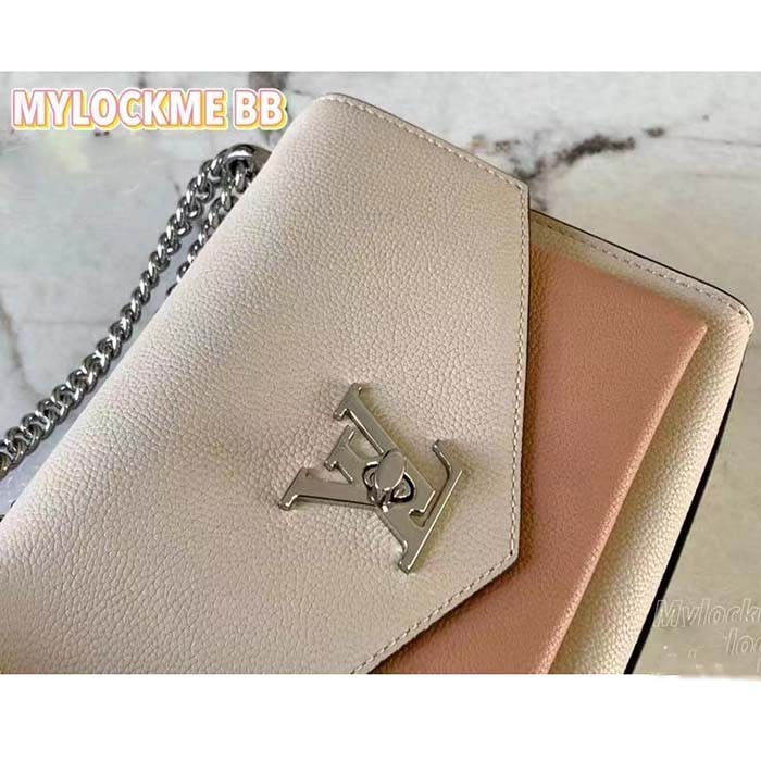 Louis Vuitton LV Women Mylockme Chain Bag Rose Quartz Trianon Soft Grained Calfskin