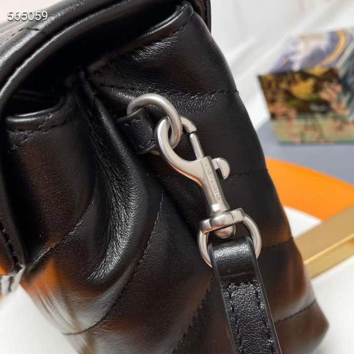 Saint Laurent YSL Women Toy Loulou Quilted Leather Black Calfskin Leather Silver