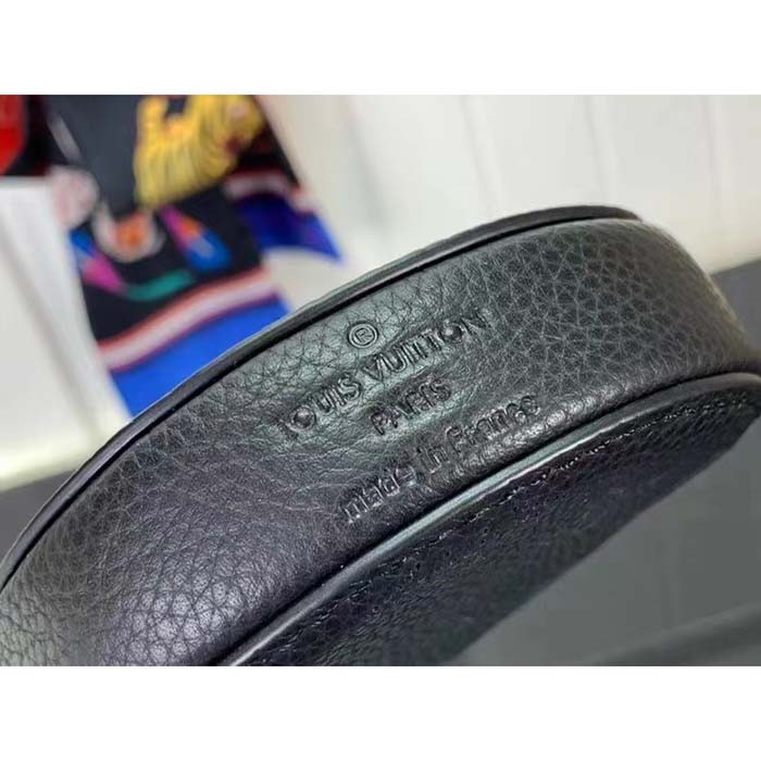 Louis Vuitton Women LV Baia PM Black Perforated Mahina Calfskin Round Coin Purse