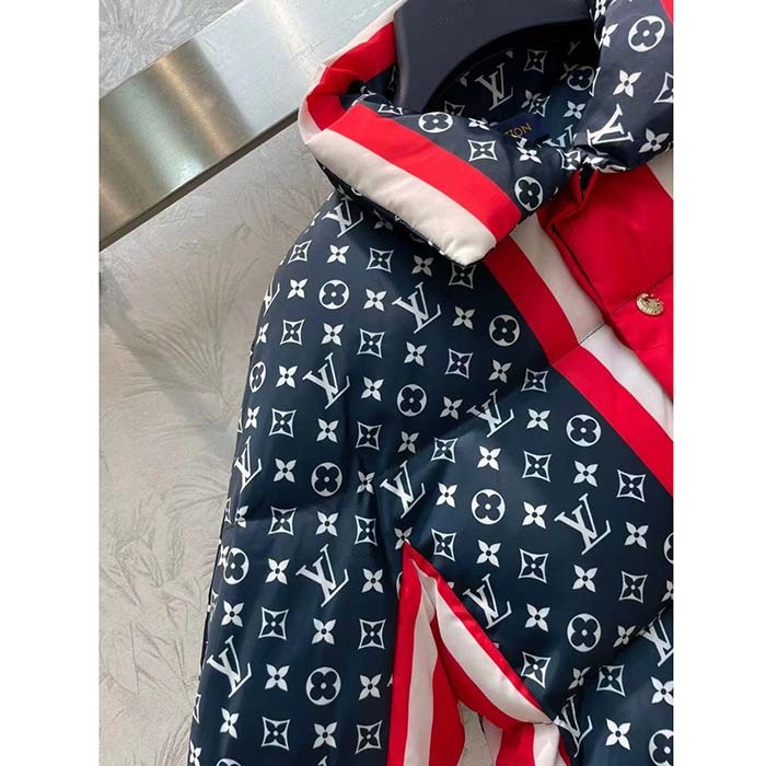 Louis Vuitton LV Women Tricolor Monogram Puffer Jacket Polyamide Navy Red