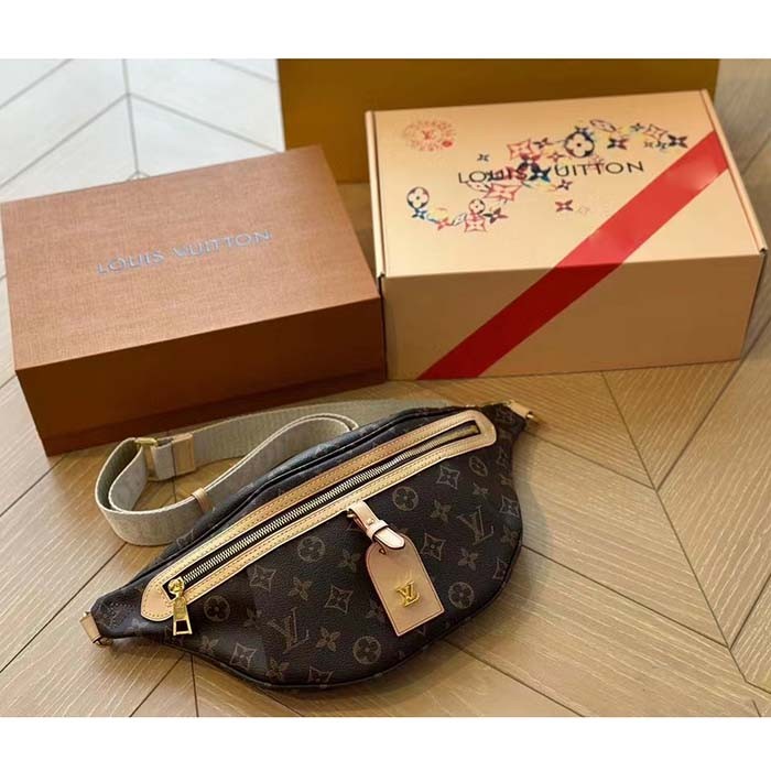 Louis Vuitton LV Women High Rise Monogram Coated Canvas Natural Cowhide Leather