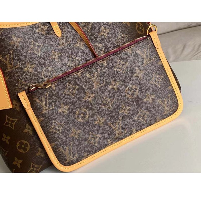 Louis Vuitton Women LV CarryAll PM Handbag Brown Monogram Coated Canvas Microfiber