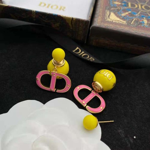 Dior Women Tribales Earring Gold-Finish Metal with Fluorescent Yellow Lacquer