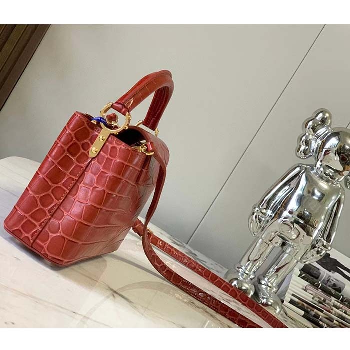 Louis Vuitton LV Women Capucines BB Red Brilliant Alligator Leather N93992