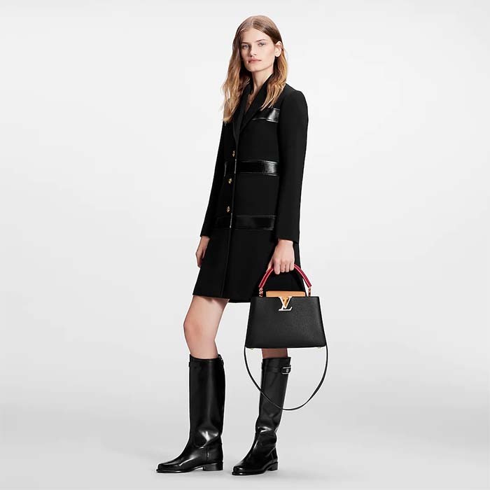 Louis Vuitton LV Women Capucines MM Handbag Black Beige Red Taurillon Leather