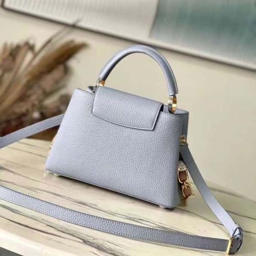 Louis Vuitton LV Women Capucines BB Ice Grey Taurillon Leather M23280