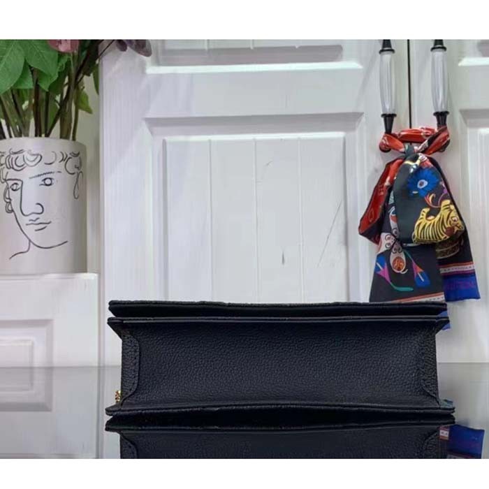 Louis Vuitton LV Women Wallet On Chain Lily Black Monogram Empreinte Embossed Supple Grained Cowhide Leather