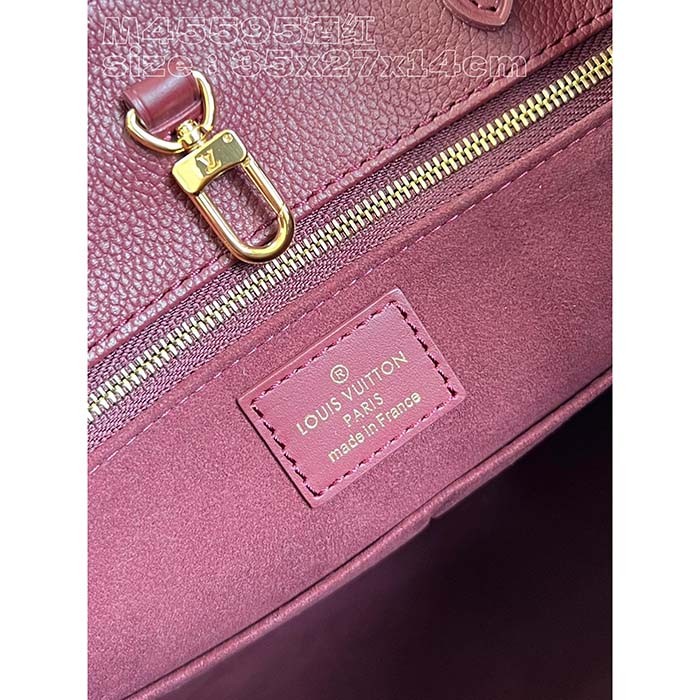 Louis Vuitton LV Women OnTheGo MM​ Wine Red Monogram Empreinte Embossed Grained Cowhide Leather