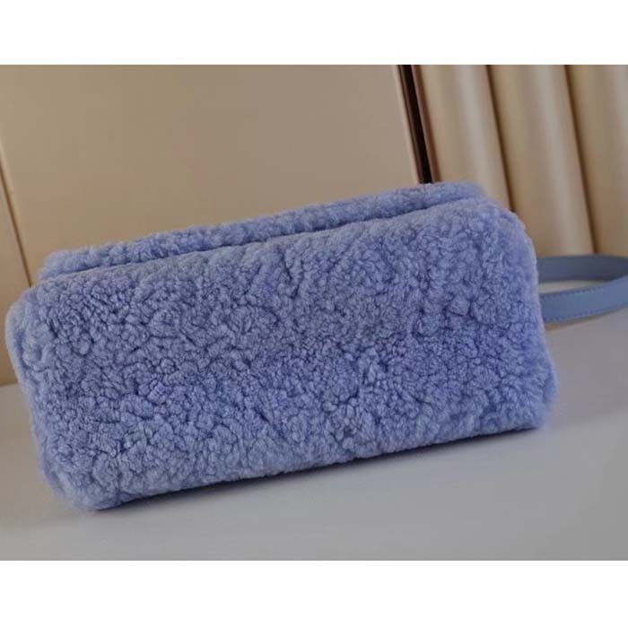 Louis Vuitton LV Women Twist MM Handbag Jean Blue Shearling Smooth Calfskin Leather