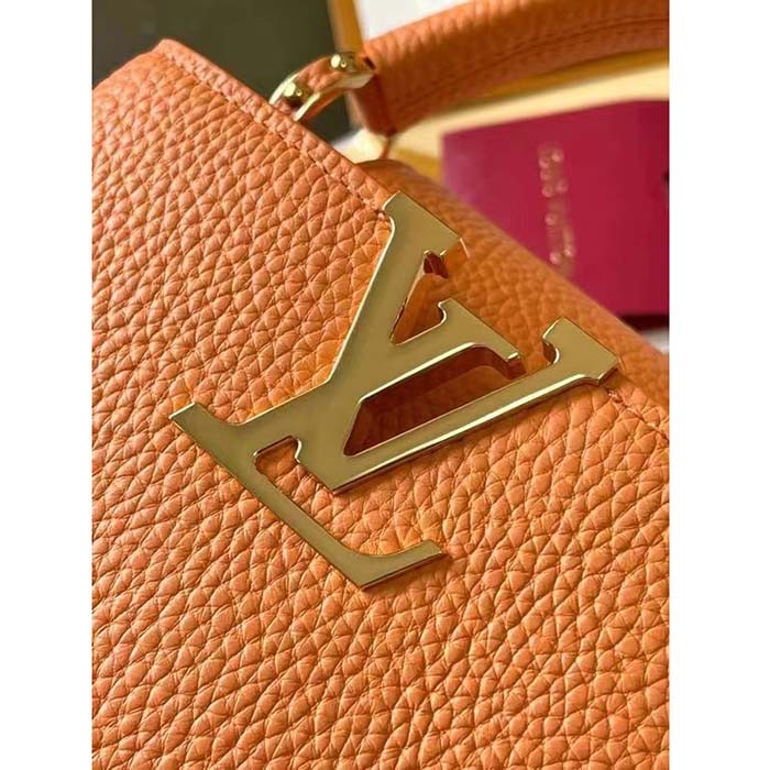 Louis Vuitton LV Women Capucines Mini Handbag Ocre Orange Taurillon Cowhide Leather