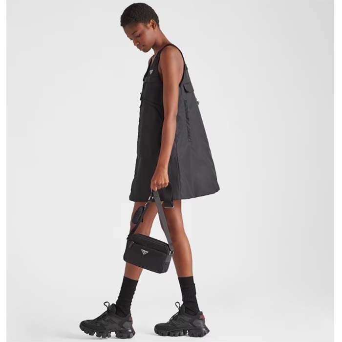 Prada Unisex Re-Nylon Saffiano Shoulder Bag Black Zipper Closure Fabric