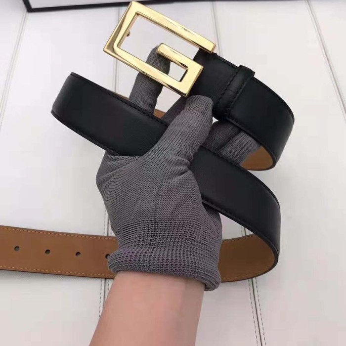 Gucci Unisex Leather Belt with G Buckle-Black