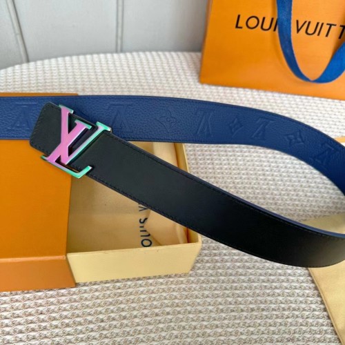Louis Vuitton Unisex LV Initials 40 MM Reversible Belt Dark Blue Taurillon Calf Leather