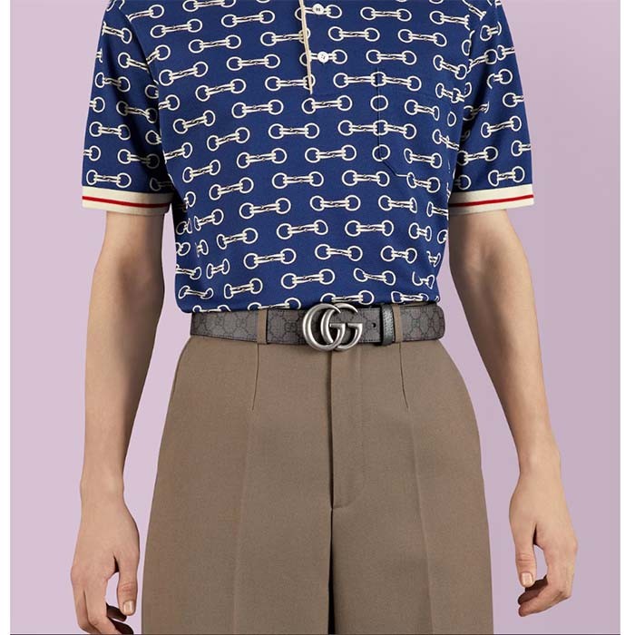 Gucci Unisex GG Marmont Reversible Belt Double G Buckle 3.8 CM Width