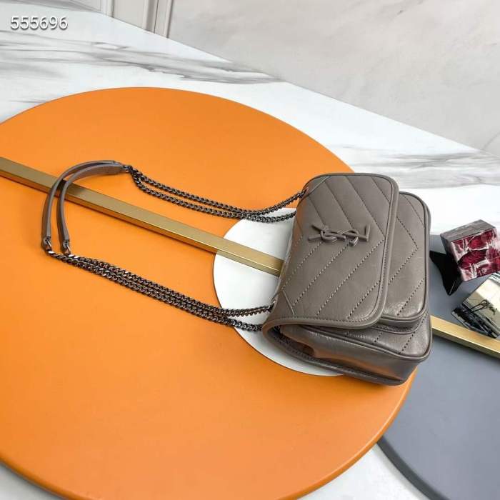 Saint Laurent YSL Women Niki Baby Vintage Leather Brown Calfskin Brass