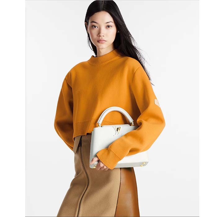 Louis Vuitton LV Women Capucines BB Handbag Snow White Taurillon Cowhide Leather