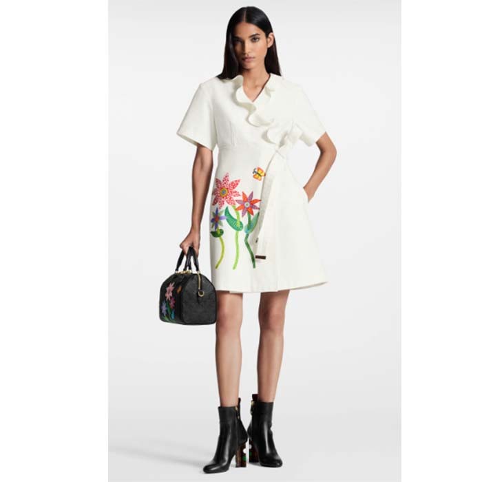 Louis Vuitton Women LVxYK Speedy Bandoulière 25 Black Embossed Grained Monogram Cowhide Leather