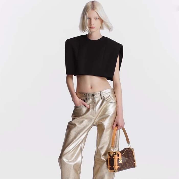 Louis Vuitton LV Women Side Trunk MM Monogram Coated Canvas Cowhide Leather