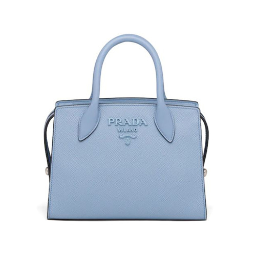 Prada Women Saffiano Leather Prada Monochrome Bag-Blue