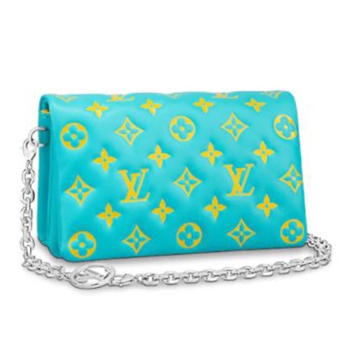 Louis Vuitton LV Women Pochette Coussin Green Monogram Embossed Lambskin