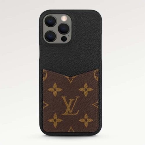 Louis Vuitton LV Unisex Apple IPhone Bumper Pallas Brown Monogram Canvas Black Calf Leather