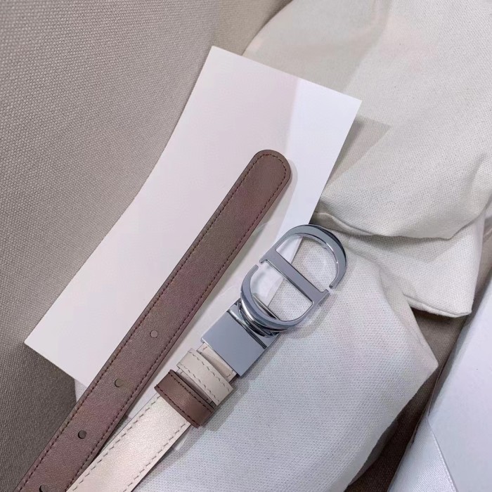 Dior CD Women 30 Montaigne Reversible Belt Latte Beige Smooth Calfskin
