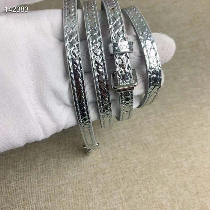 Louis Vuitton LV Women Petite Malle Handbag Metallise Froisse Silver Brilliant Alligator Leather