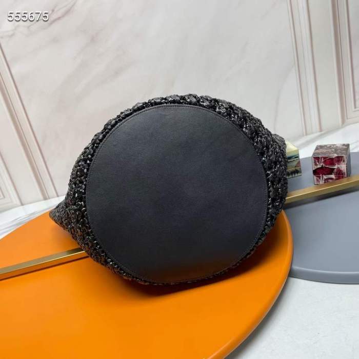 Saint Laurent YSL Women Panier Medium Bag Raffia Black