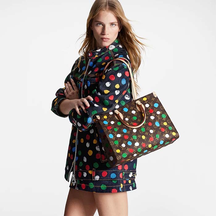 Louis Vuitton Unisex LVxYK OnTheGo MM Monogram Coated Canvas 3D Painted Dots Print