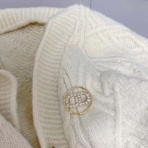 Dior Women Clair D Lune Brooch Gold-Finish Metal and White Crystals