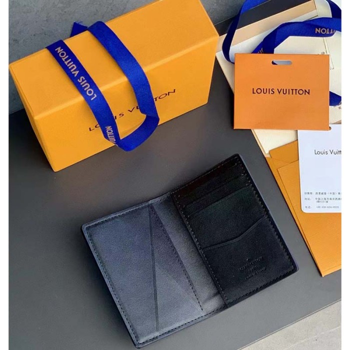 Louis Vuitton Unisex LV Pocket Organizer Monogram Black Taurillon Leather Cowhide Leather