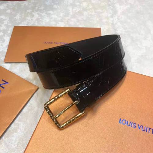 Louis Vuitton LV Unisex Daily LV 30mm Belt in Monogram Vernis Calf Leather-Black