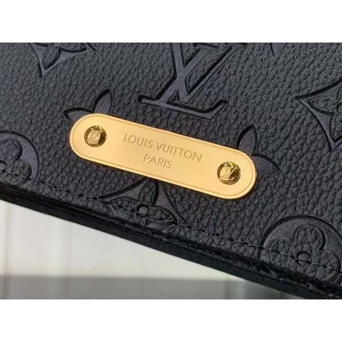 Louis Vuitton LV Women Wallet On Chain Lily Black Monogram Empreinte Embossed Supple Grained Cowhide Leather