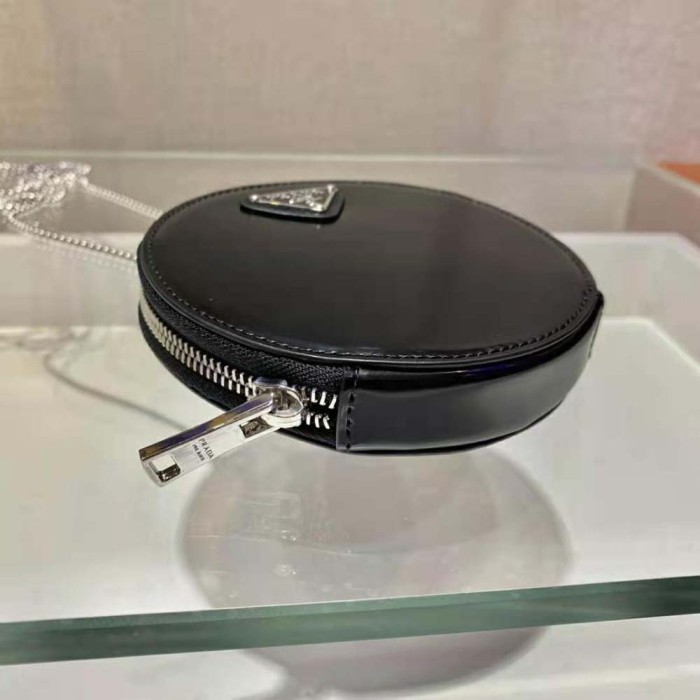 Prada Women Brushed Leather Mini-Pouch-Black