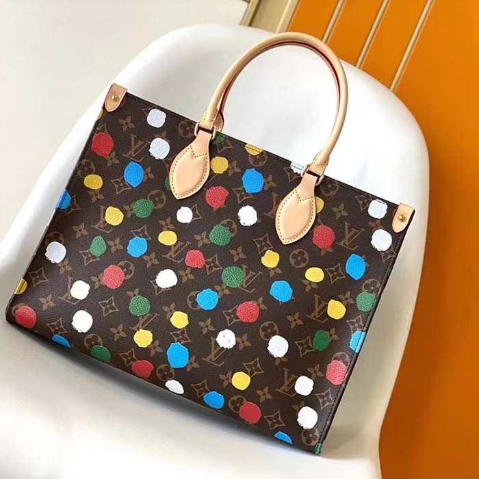 Louis Vuitton Unisex LVxYK OnTheGo MM Monogram Coated Canvas 3D Painted Dots Print
